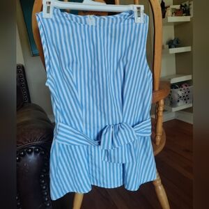 Blue and white striped sleeveless, size small